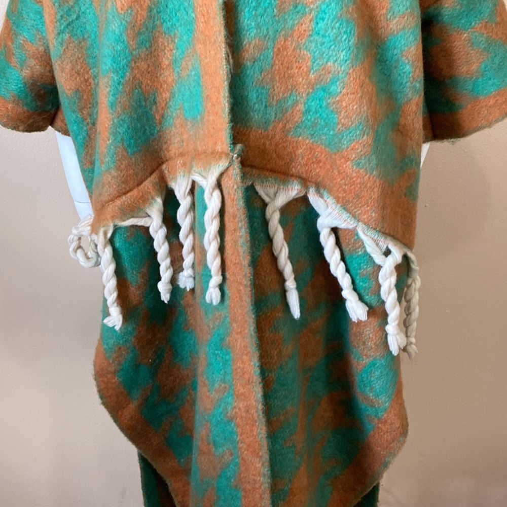 NWOT Warm Long Knit Tassel Winter Cardigan - Green & Chestnut - Picture 12 of 15